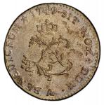 1749-A Sou Marque. Paris Mint. Vlack-29a. Rarity-5. Second Semester. MS-63 (PCGS).