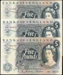 GREAT BRITAIN. Bank of England. 5 Pounds, ND (1960-77). P-375a, P-375b, & P-375c. Very Fine.