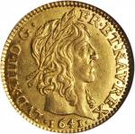 FRANCE. 1/2 Louis dOr, 1641-A. Paris Mint. Louis XIII (1610-43). NGC MS-62.