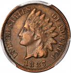 1887 Indian Cent. Snow-1, FS-101. Doubled Die Obverse. EF-40 (PCGS).