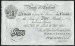 Bank of England, B.G. Catterns, ｣5, Leeds, 24 February 1934, serial number T/144 37658, black and wh