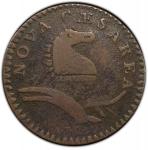 1786 New Jersey Copper. Maris 24-P, W-4965. Rarity-2. Narrow Shield, Curved Plow Beam. VG-10 (PCGS).