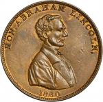 1860 Abraham Lincoln. DeWitt-AL 1860-41. Copper. 27.7 mm. About Uncirculated.