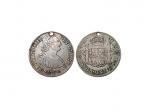 墨西哥2 Reales银币一套2枚：1796年,KM91，美品，有洞；1848年，KM374.12，佳品。NC 藏品，共2枚