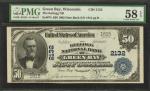 Green Bay, Wisconsin. $50 1902 Date Back. Fr. 674. The Kellogg NB. Charter #2132. PMG Choice About U