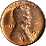 1922 No D Lincoln Cent. FS-401, Die Pair II. Strong Reverse. MS-64 RB (PCGS). CAC.