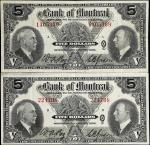 CANADA. Lot of (2). Bank of Montreal. 5 Dollars, 1935. CH #505-60-02. Very Fine.