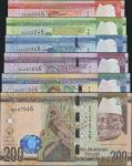 Central Bank of the Gambia, a set of the 2015 series comprising 5, 10, 20, 50, 100, 200 dalasi, also