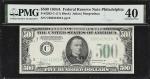 Fr. 2202-C. 1934A $500 Federal Reserve Note. Philadelphia. PMG Extremely Fine 40.