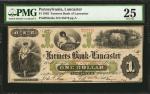 Lancaster, Pennsylvania. Farmers Bank of Lancaster. 1862. $1. PMG Very Fine 25.