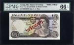 JERSEY. The States of Jersey. 5 Pounds, ND (1976-88). P-12s. Specimen. PMG Gem Uncirculated 66 EPQ.