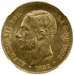 World Coins - Asia & Middle-East. PHILIPPINES: Alfonso XII, 1874-1885, AV 4 pesos, 1882, KM-151, Bas