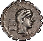 ROMAN REPUBLIC. L. Papius. AR Denarius Serratus, Rome Mint, ca. 79 B.C. NGC VF. Scratches, Punch Mar