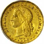 COLOMBIA. 1876/5-AB 10 Pesos. Medellín mint. Restrepo M334.4. AU-58 (PCGS).
