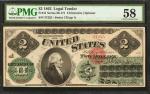 Fr. 41. 1862 $2 Legal Tender Note. PMG Choice About Uncirculated 58.