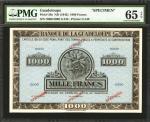 GUADELOUPE. Banque de la Guadeloupe. 1000 Francs, ND (1942). P-26s. Specimen. PMG Gem Uncirculated 6
