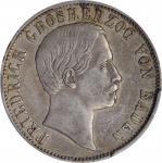 GERMANY. Baden. 1/2 Gulden, 1861. Karlsruhe Mint. Friedrich I. PCGS AU-55 Gold Shield.