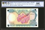 1973年新加坡货币发行局伍拾圆，样票。PCGS GSG Choice Uncirculated 64.