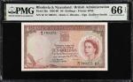 RHODESIA & NYASALAND. Bank of Rhodesia and Nyasaland. 10 Shillings, 1960. P-20a. PMG Gem Uncirculate