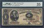 Fr. 347. 1890 $1 Treasury Note. PMG Choice Very Fine 35.
