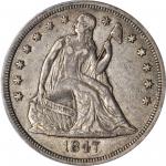1847 Liberty Seated Silver Dollar. OC-2. Rarity-1. EF-45 (PCGS).