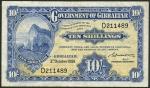Government of Gibraltar, 10/-, 3 October 1958, serial number D211489, blue, £1, 20 November 1971, se