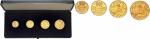 Rainier III (1949-2005). 100, 50, 20 et 10 francs 1950, piéforts en or dans un coffret.