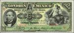 MEXICO. El Banco Londres y Mexico. 5 Pesos, 1913. P-S233g. About Uncirculated.