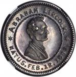 1860 Abraham Lincoln. DeWitt-AL 1860-73. Silver. 19 mm. MS-65 (NGC).
