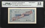 DENMARK. Danmarks Nationalbank. 5 Kroner, 1949. P-35fs. Specimen. PMG About Uncirculated 53.