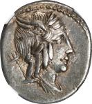ROMAN REPUBLIC. L. Julius Bursio. AR Denarius (4.09 gms), Rome Mint, 85 B.C. NGC Ch EF, Strike: 4/5 