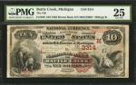 Battle Creek, Michigan. $10 1882 Brown Back. Fr. 480. The NB. Charter #3314. PMG Very Fine 25.