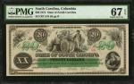 Columbia, South Carolina. State of South Carolina. 1872 $20. PMG Superb Gem Uncirculated 67 EPQ.