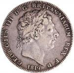 1819年英国克朗银元，EF，有包浆