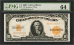 Fr. 1173. 1922 $10 Gold Certificate. PMG Choice Uncirculated 64.