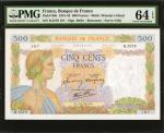 FRANCE. Banque de France. 500 Francs, 1941-43. P-95b. PMG Choice Uncirculated 64 EPQ.