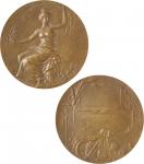 1900巴黎世博会及奥运会纪念大铜章一枚，此为另一大会正式纪念大铜章，53mm，70克，完全未使用