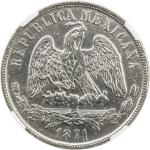 MEXICO: Republic, AR peso, 1871-Mo, KM-408.5, assayer M, lustrous, NGC graded MS63.