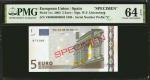 EUROPEAN UNION. European Central Bank. 5 Euro, 2002. P-1vs. Specimen. PMG Choice Uncirculated 64 EPQ