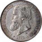 BRAZIL. 2000 Reis, 1875. Rio de Janeiro Mint. Pedro II. PCGS MS-64 Gold Shield.