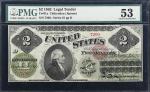 Fr. 41a. 1862 $2 Legal Tender Note. PMG About Uncirculated 53.