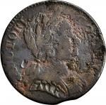 1785 Connecticut Copper. Miller 1-E, W-2300. Rarity-4. Mailed Bust Right. VF-20 Environmental Damage