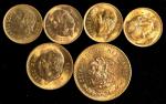 MEXICO. 20th Century Gold (6 Pieces), 1906-1959. Grade Range: AU to UNCIRCULATED.