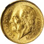 MEXICO. 5 Pesos, 1907/6-M. Mexico City Mint. NGC MS-64.