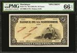 MARTINIQUE. Banque de la Martinique. 25 Francs, ND (1943-45). P-17s. Specimen. PMG Gem Uncirculated 