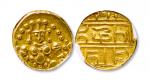 13797 印度纳雅卡王国克里希纳金币一枚，重：3.27g，众诚评CHAU 纳雅卡王国是耶纳伽尔王朝的附属国，16世纪独立 公元十六-十七世纪 正：克里希纳坐像 背：天城体梵文RMB: 2500-4,