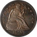 1853 Liberty Seated Silver Dollar. OC-1. Top 30 Variety. Rarity-2. Chin Whiskers. AU-53 (PCGS).