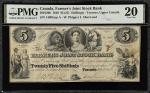 CANADA. Farmers Joint Stock Bank. 5 Dollars, 1849. CH# 280-12-06. PMG Very Fine 20.