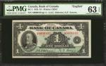 CANADA. Bank of Canada. 1 Dollar, 1935. BC-1. PMG Choice Uncirculated 63 EPQ.