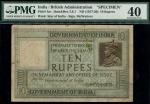 Government of India, a proof/specimen for a 10 rupees, ND (1923), no serial numbers, blue-green, tex